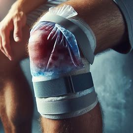 Bruised Knee with ice wrap