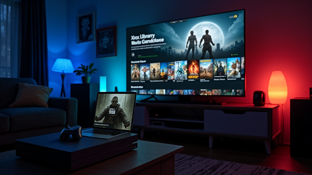 Xbox Game Pass console and PC library gameplay screenshot montage